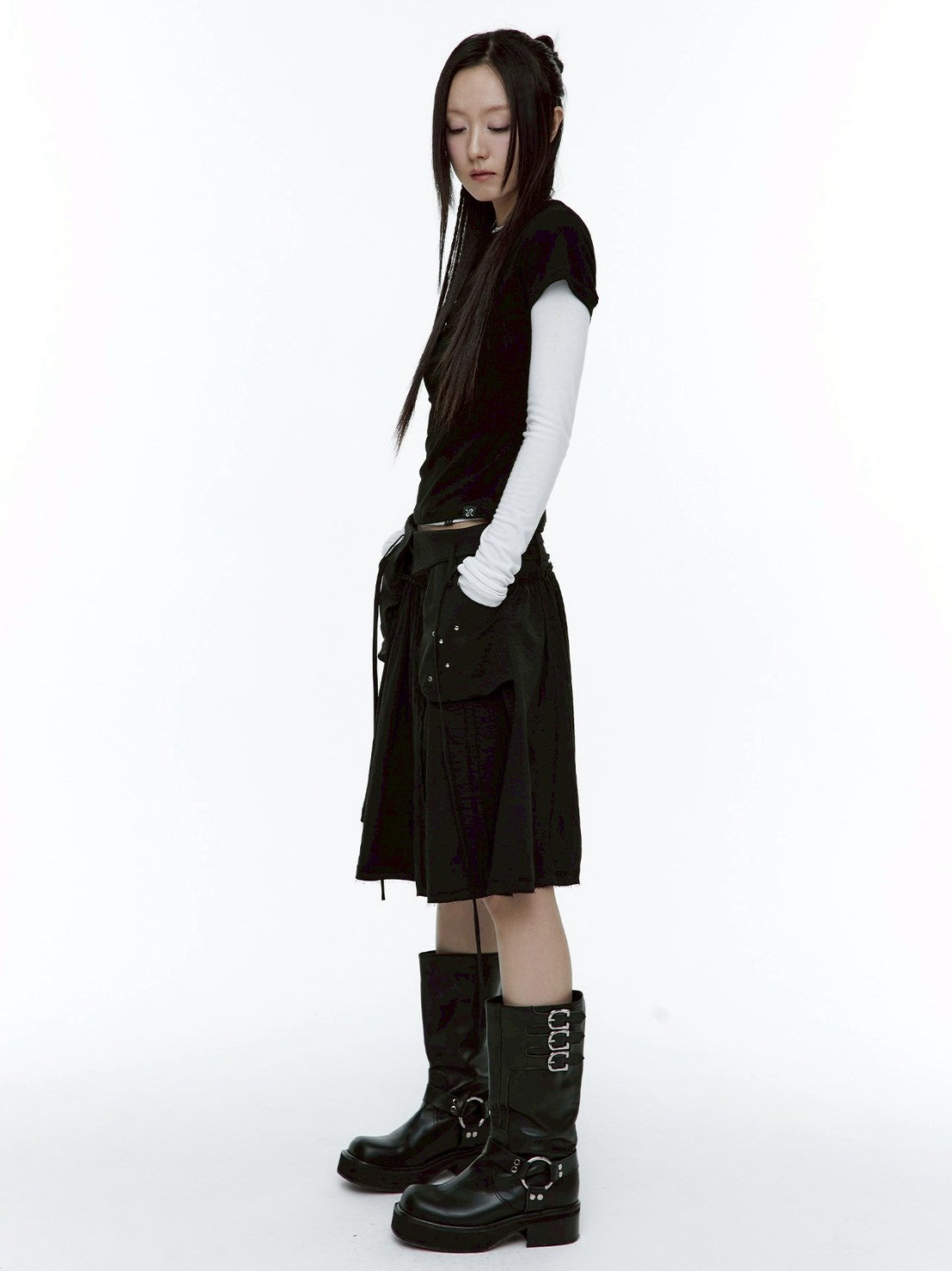 【ROUGH NECK】Out Pocket Pleated Skirt