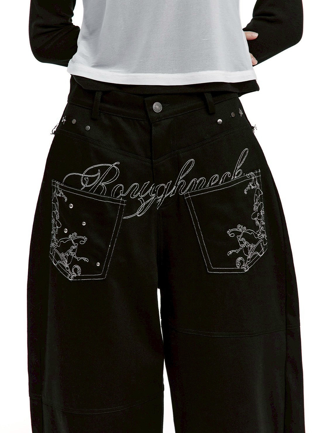 【ROUGH NECK】
Backflare Curved Pants