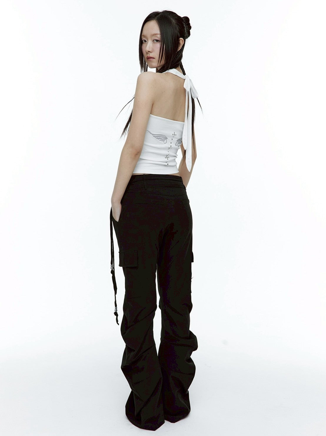 【ROUGH NECK】Angel Wing Ribbon Halter Top