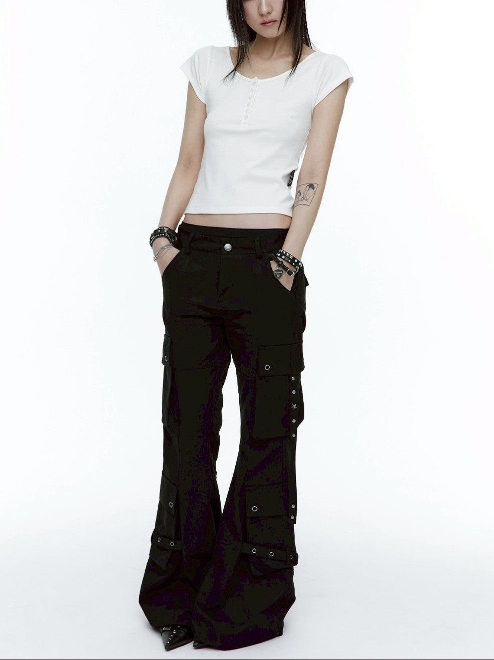 【ROUGH NECK】Bootcut Cargo Strap Pants