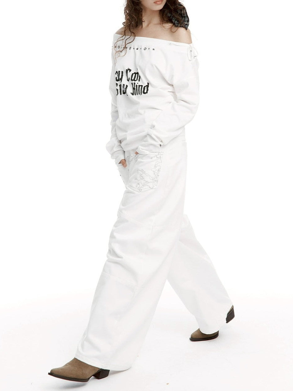 【ROUGH NECK】
Backflare Curved Pants