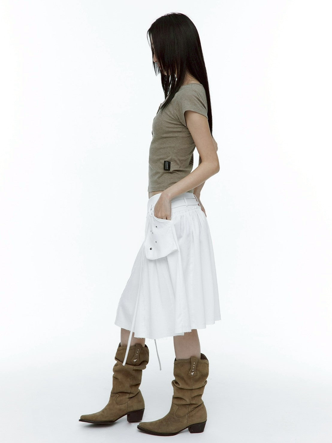 【ROUGH NECK】Out Pocket Pleated Skirt