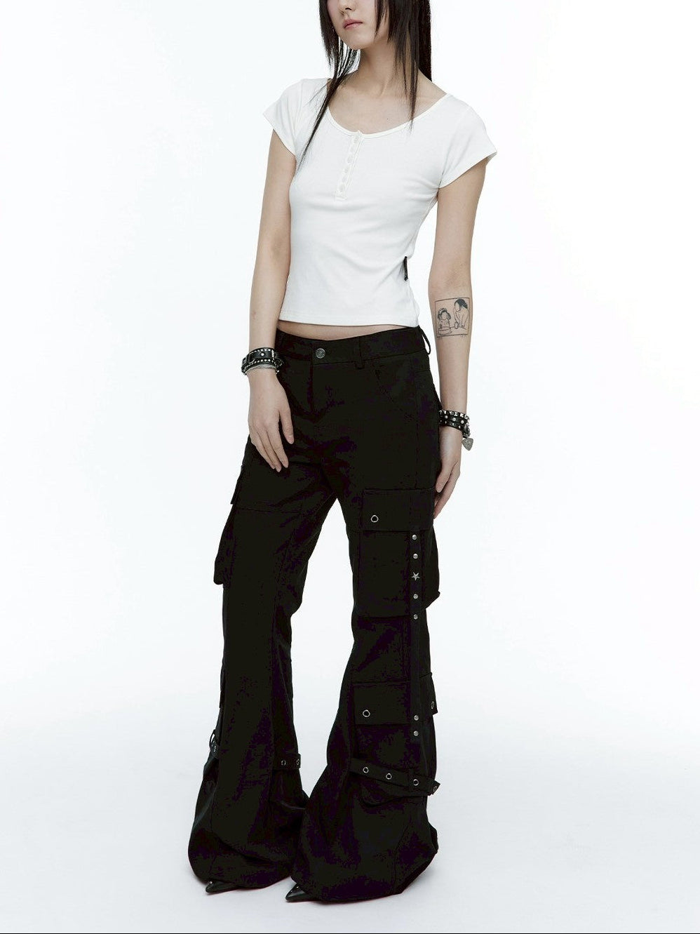 【ROUGH NECK】Bootcut Cargo Strap Pants