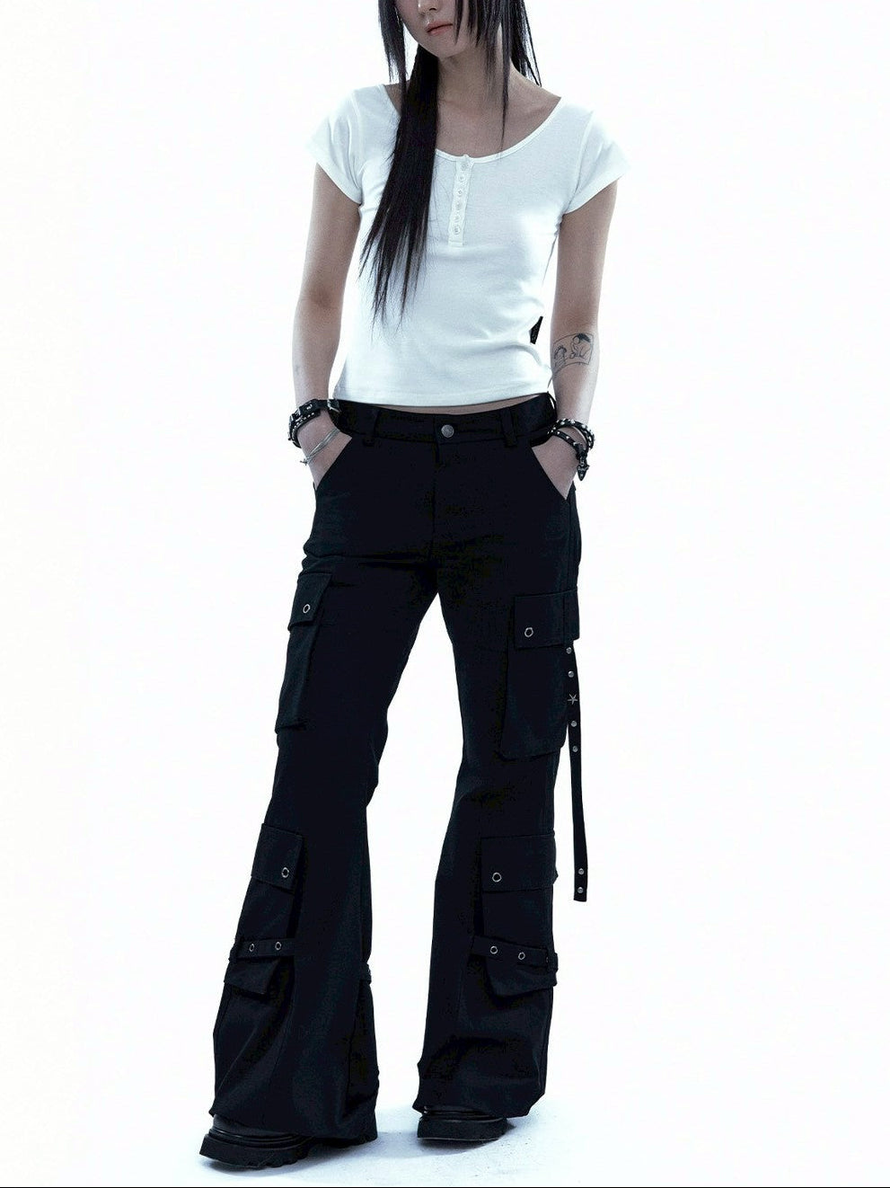 【ROUGH NECK】Bootcut Cargo Strap Pants