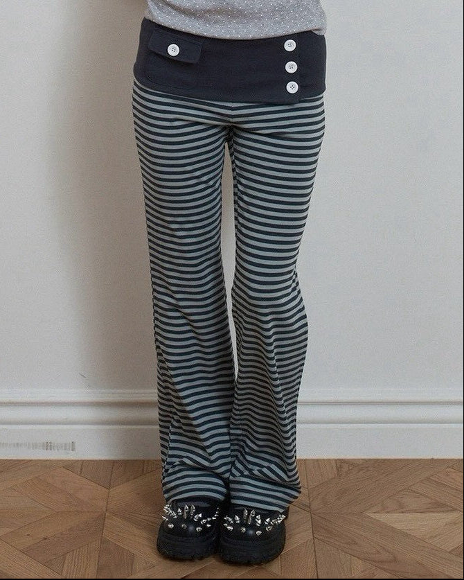 【SETUP-EXE】SKULL LOGO STRIPE FLARE PANTS