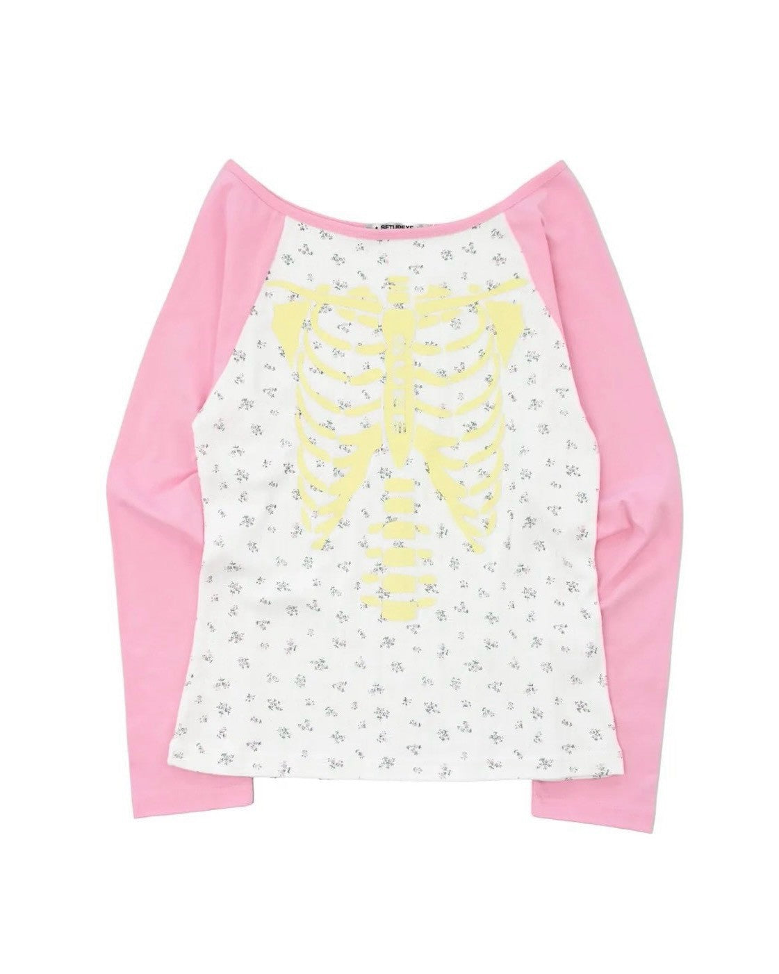 【SETUP-EXE】SKELETON RAGLAN FLOWER TOP