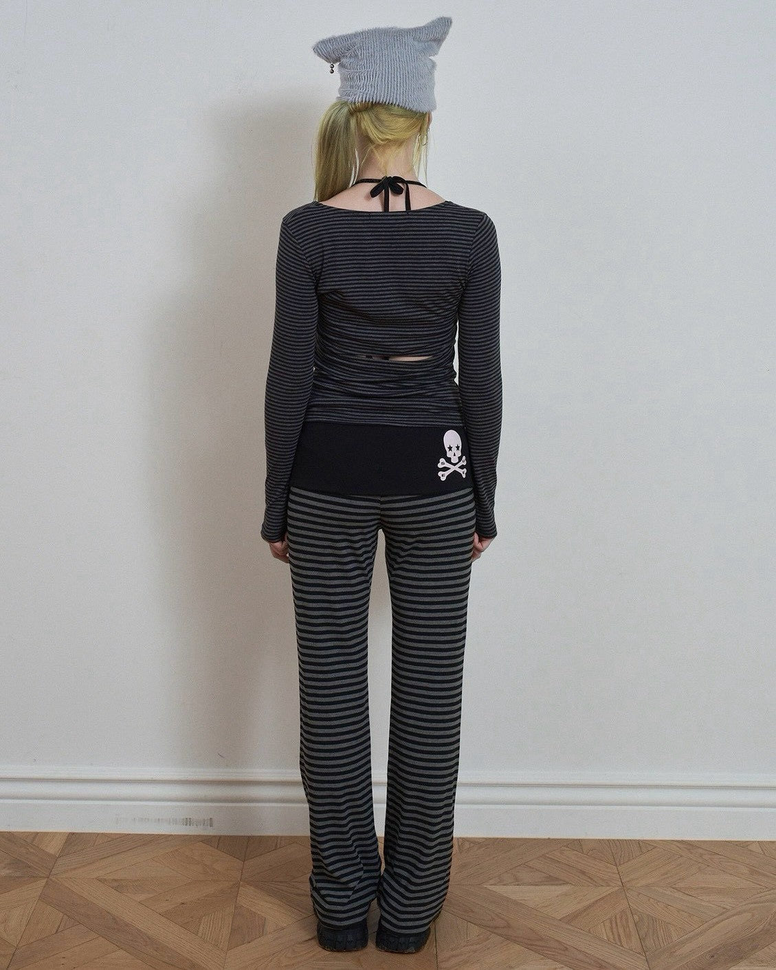 【SETUP-EXE】SKULL LOGO STRIPE FLARE PANTS