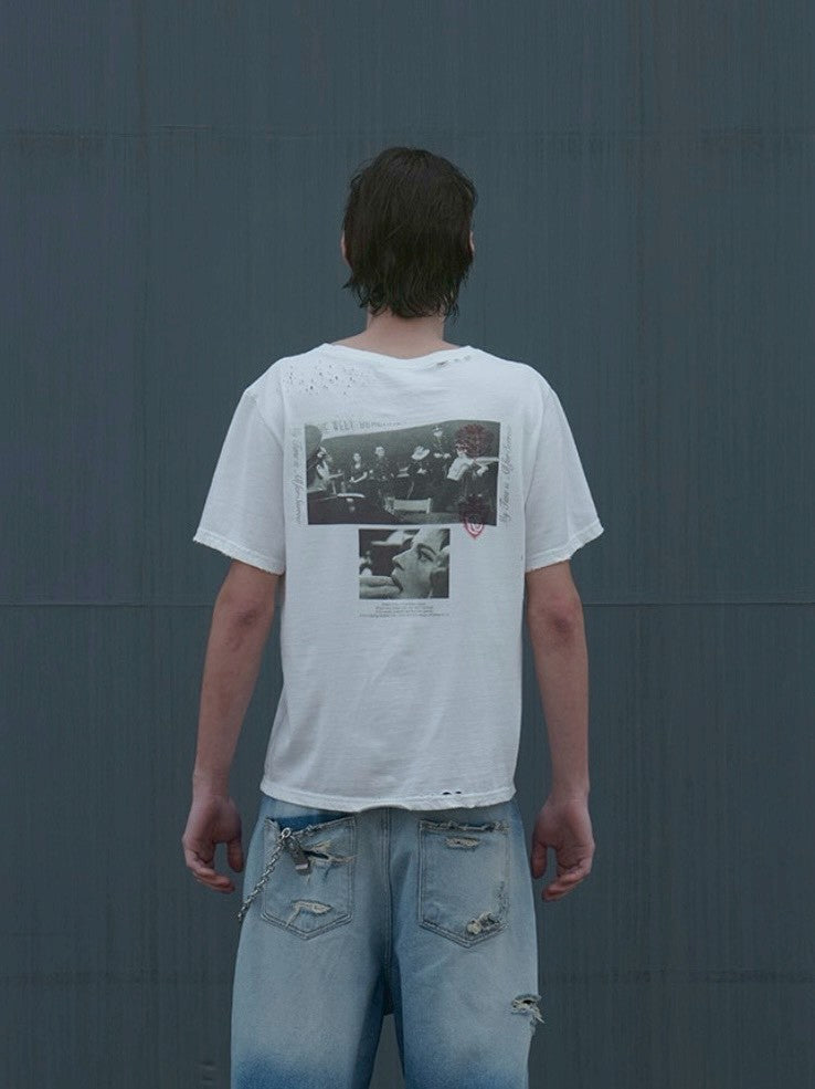 SUNDAY OFF CLUB】The Night Porter Distressed T-Shirt – PRESSING