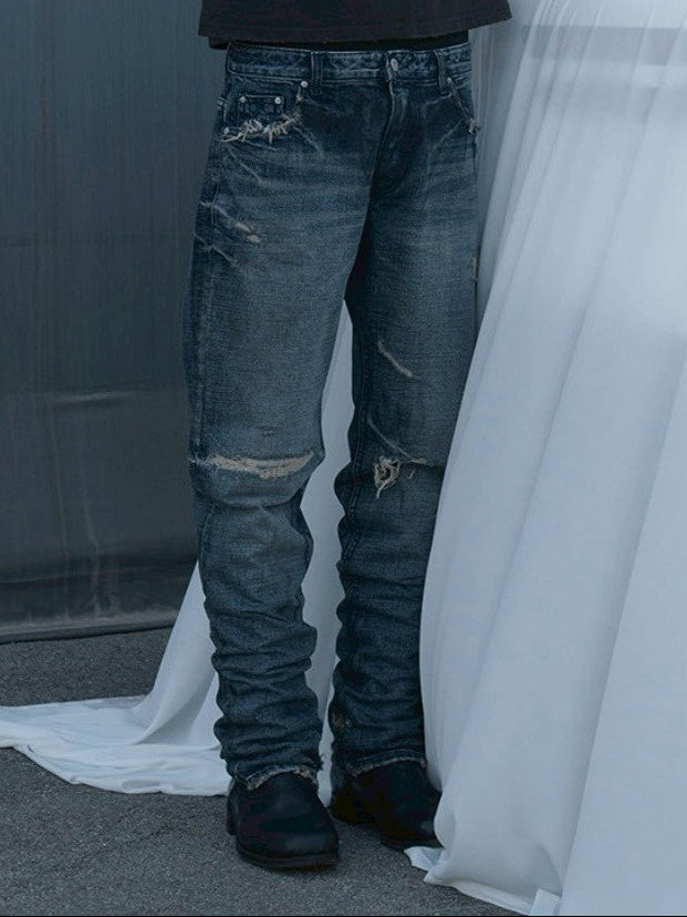 【SUNDAY OFF CLUB】Thrashed Straight Leg jeans