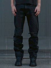 【SUNDAY OFF CLUB】Waxed Thrashed Straight Leg jeans