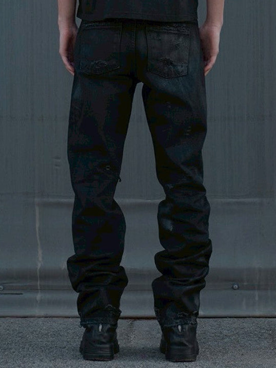 【SUNDAY OFF CLUB】Waxed Thrashed Straight Leg jeans