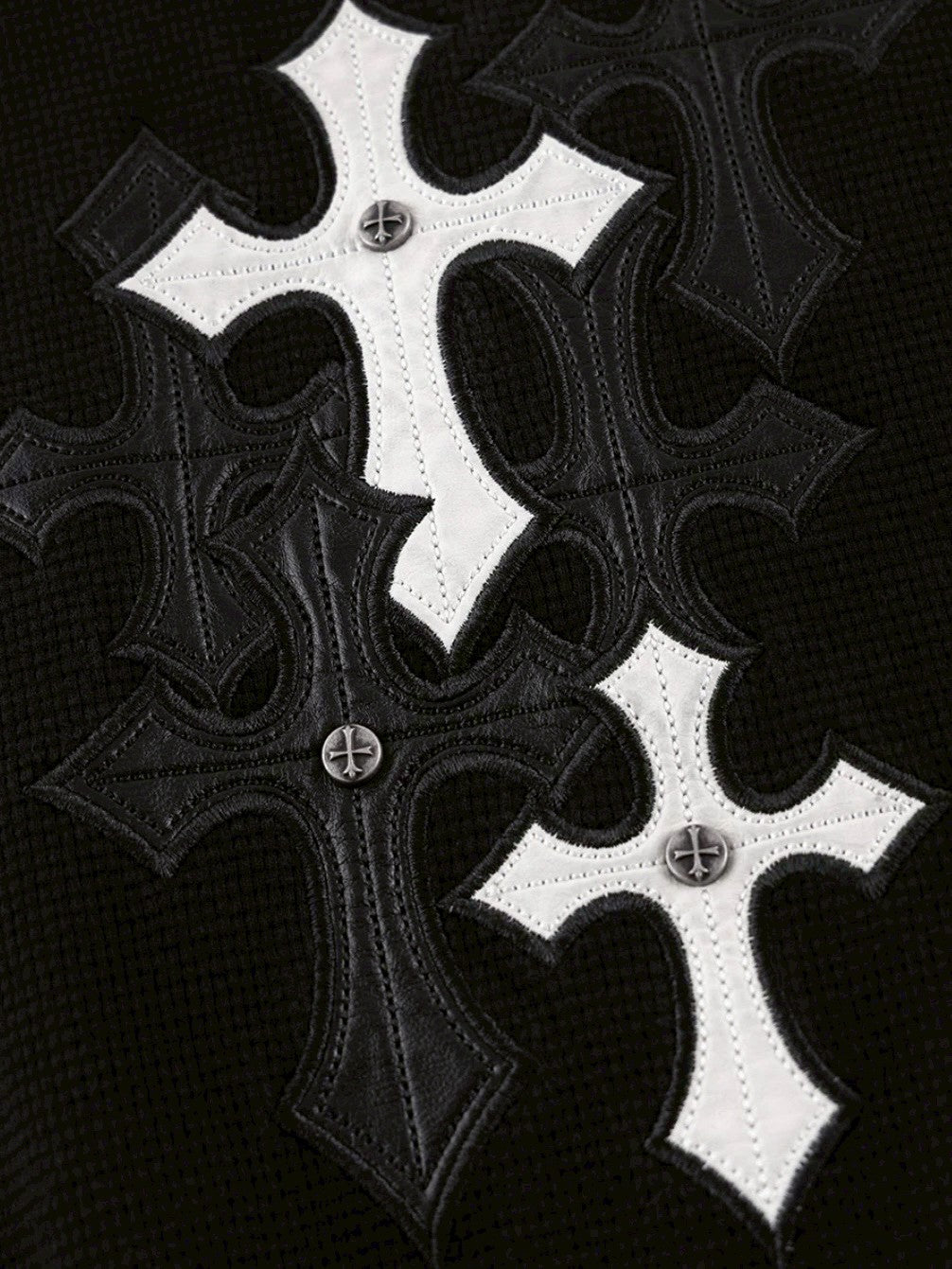 【SUPPLIER】Multiple Cross Leather Patch Thermal Zip Hoodie