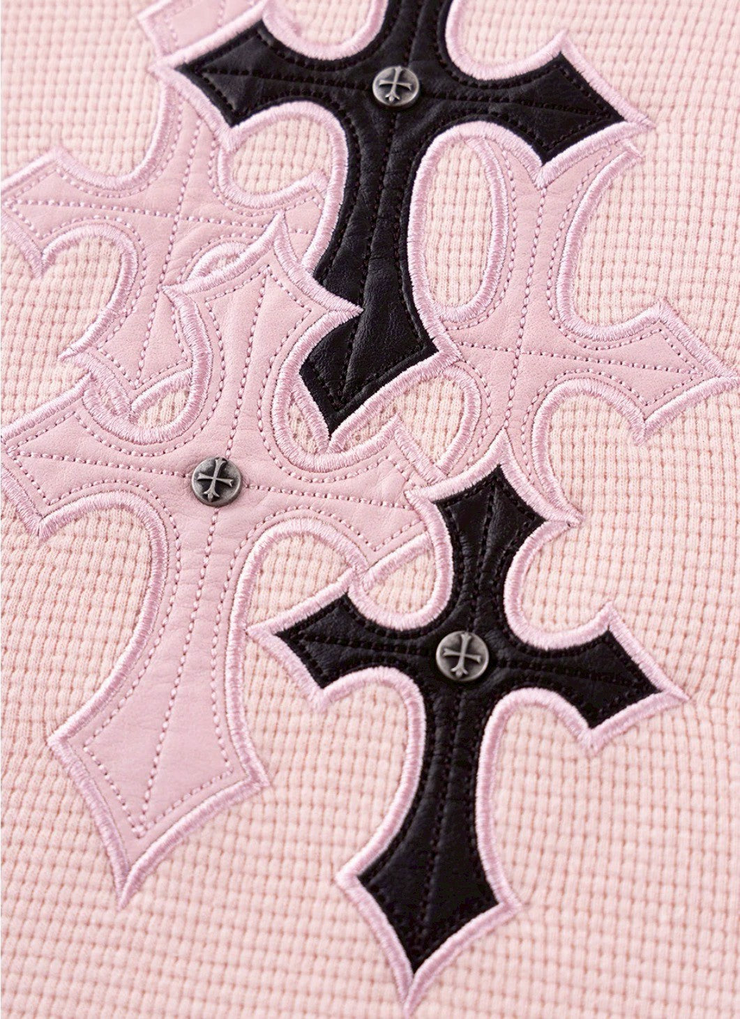 【SUPPLIER】Multiple Cross Leather Patch Thermal Zip Hoodie