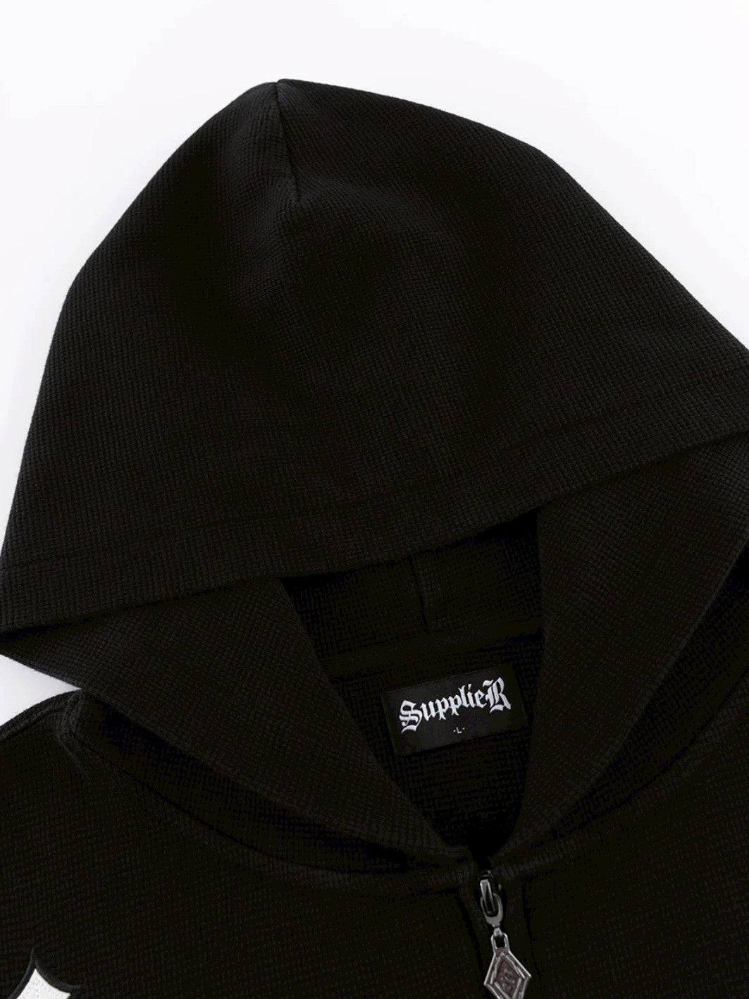 【SUPPLIER】Multiple Cross Leather Patch Thermal Zip Hoodie