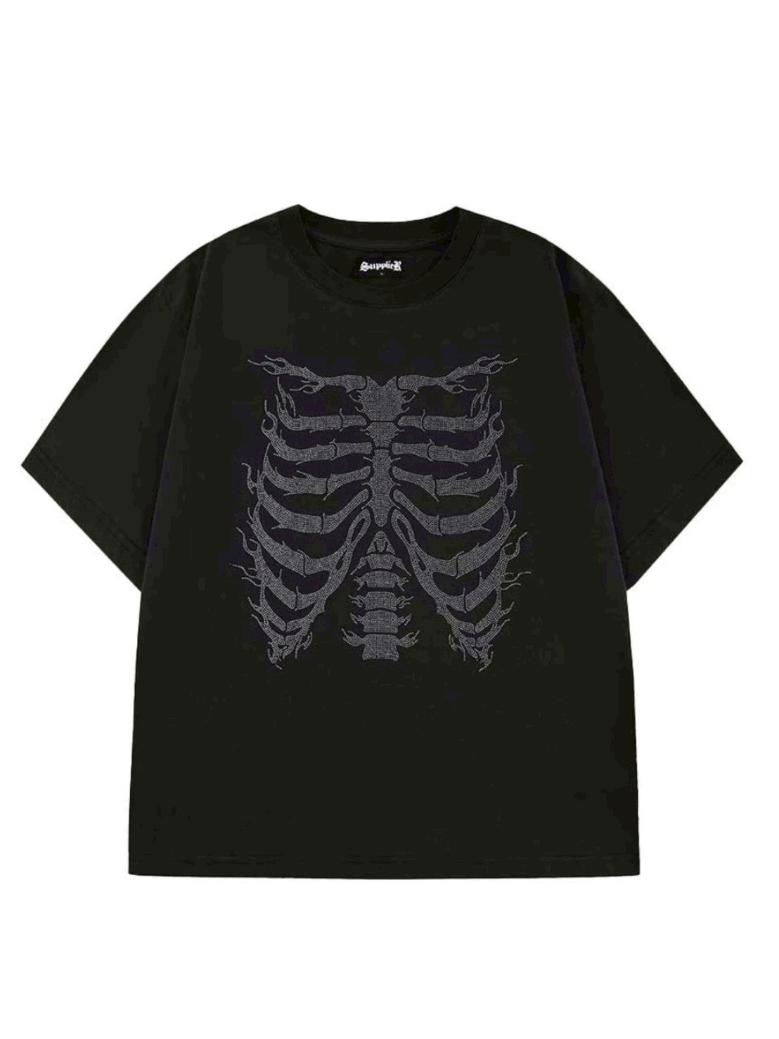 【SUPPLIER】Rhinestone Fire Bones Tee