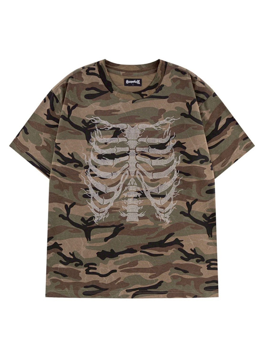 【SUPPLIER】Rhinestone Fire Bones Tee