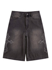 【SUPPLIER】Royal Cross Rhinestone Baggy Denim Shorts
