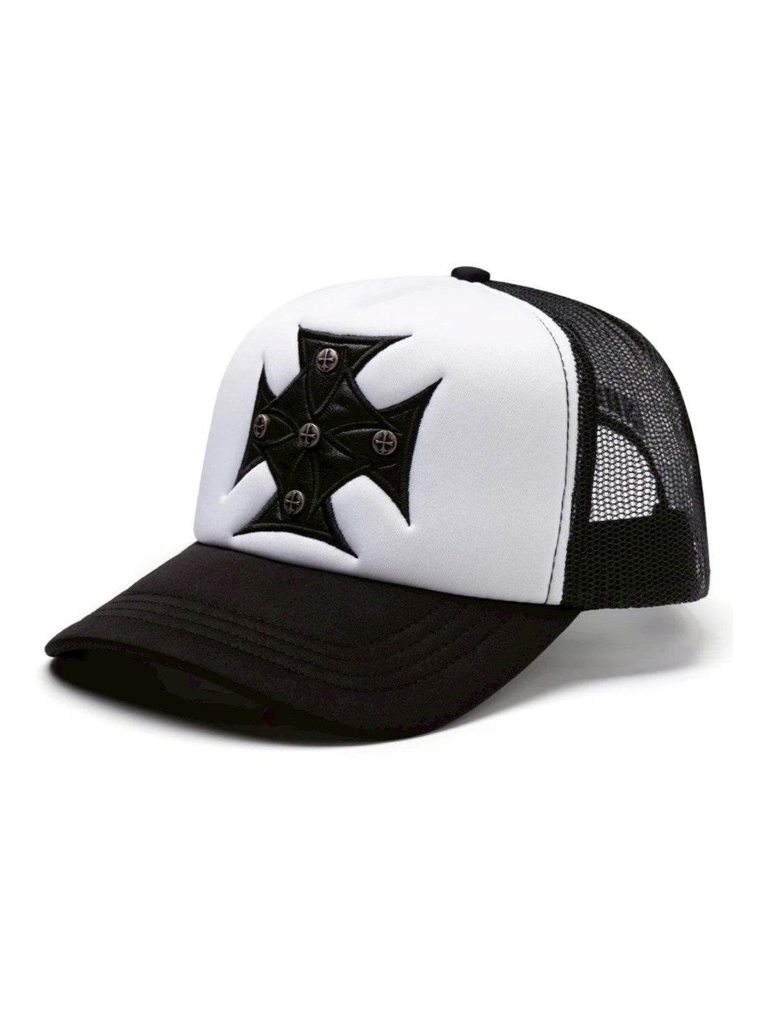 【SUPPLIER】Iron Cross Leather Patch Mesh Cap
