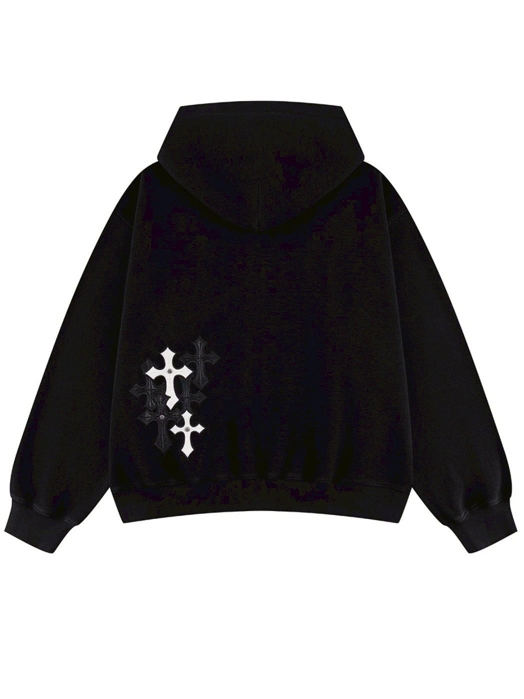 【SUPPLIER】Multiple Cross Leather Patch Thermal Zip Hoodie