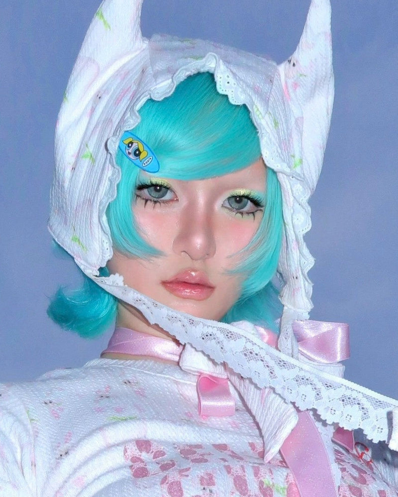 【SelfishGhost】Rabbit print stretch fit bodysuit headdress
