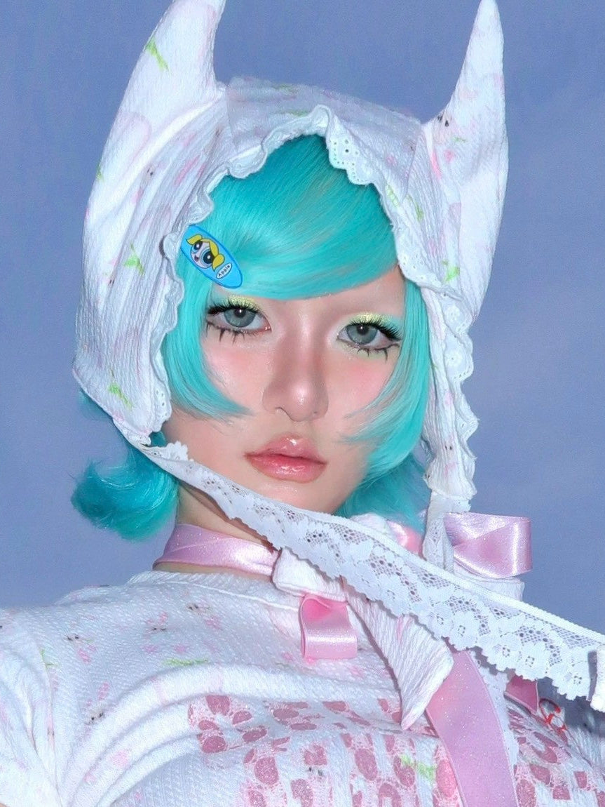 【SelfishGhost】Rabbit print stretch fit bodysuit headdress