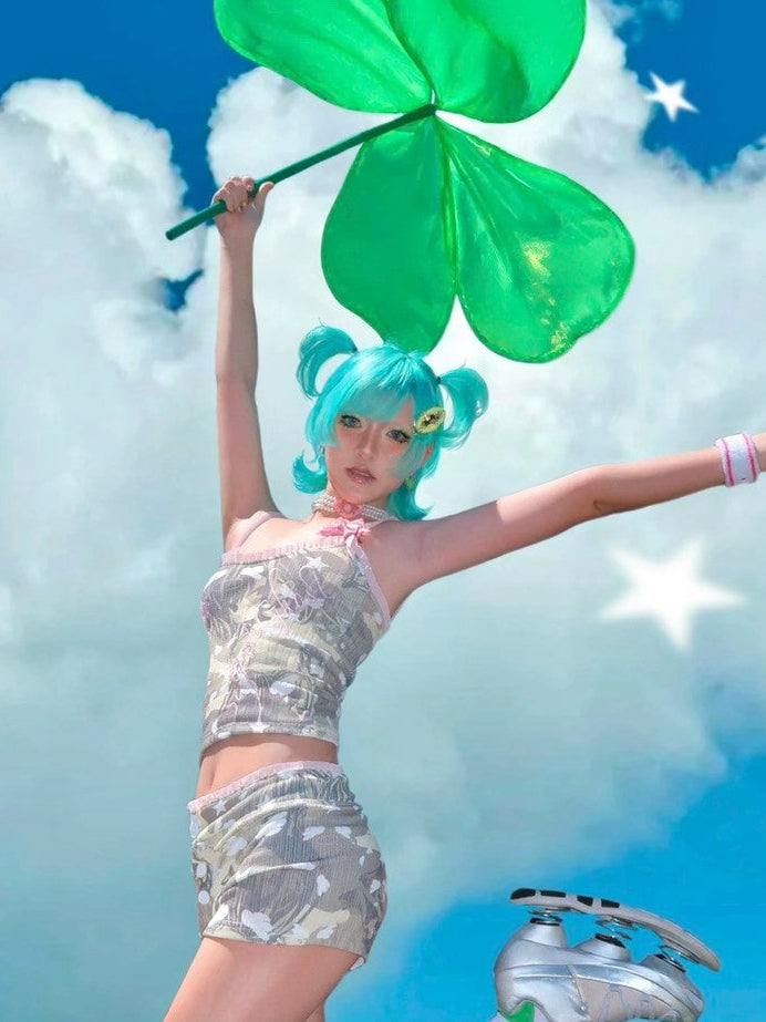 【SelfishGhost】Anime camo bodycon stretch sleeveless