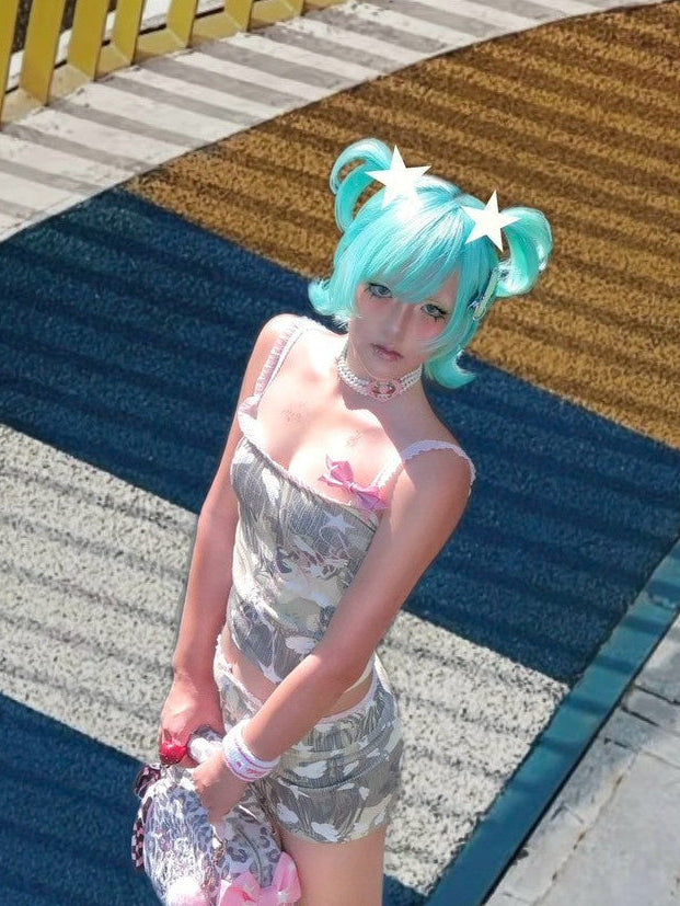 【SelfishGhost】Anime camo bodycon stretch sleeveless