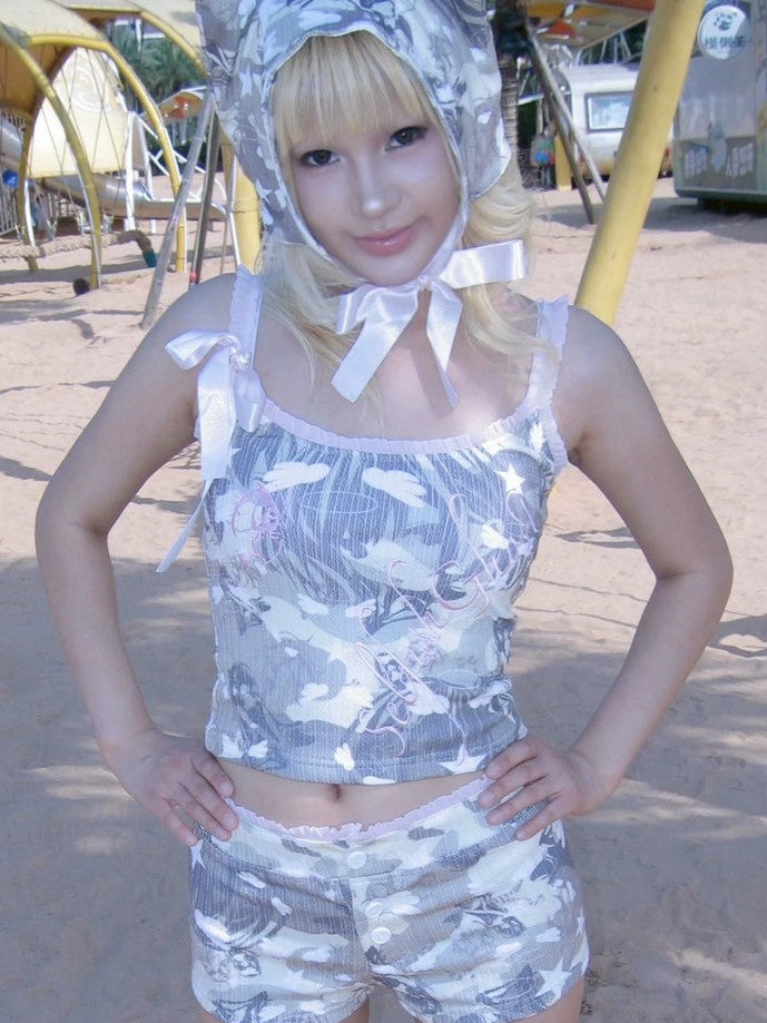 【SelfishGhost】Anime camo bodycon stretch sleeveless