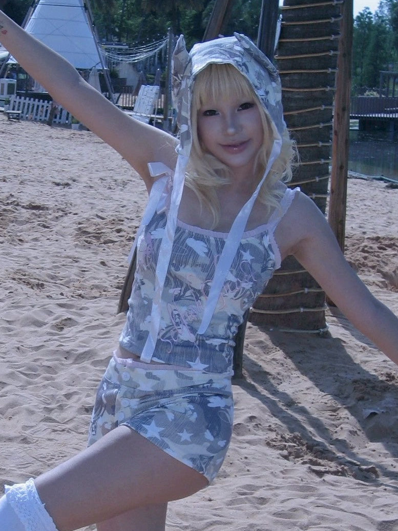 【SelfishGhost】Anime camo bodycon stretch sleeveless
