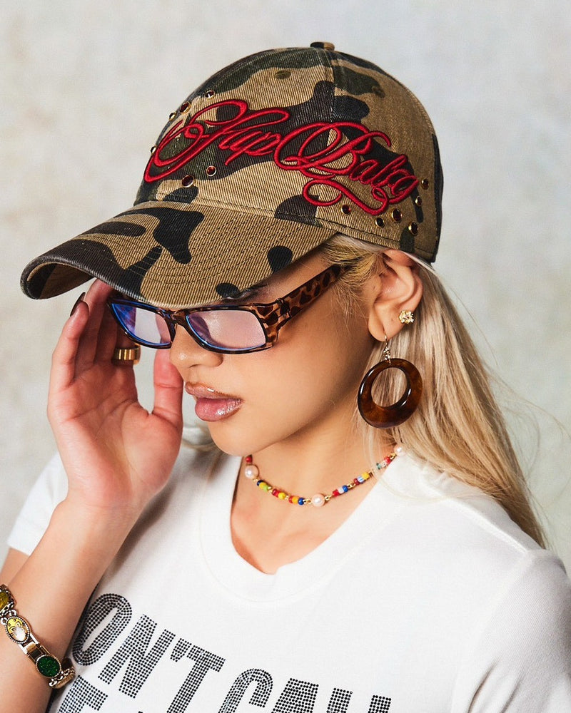 【SupBaby by SUPPLIER】Jewel Studs Embroidery Logo 6 Panel Cap