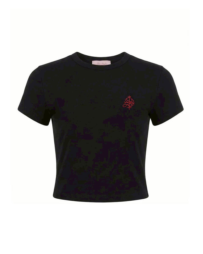 【SupBaby by SUPPLIER】Petit Cross Rhinestone Cropped Tee
