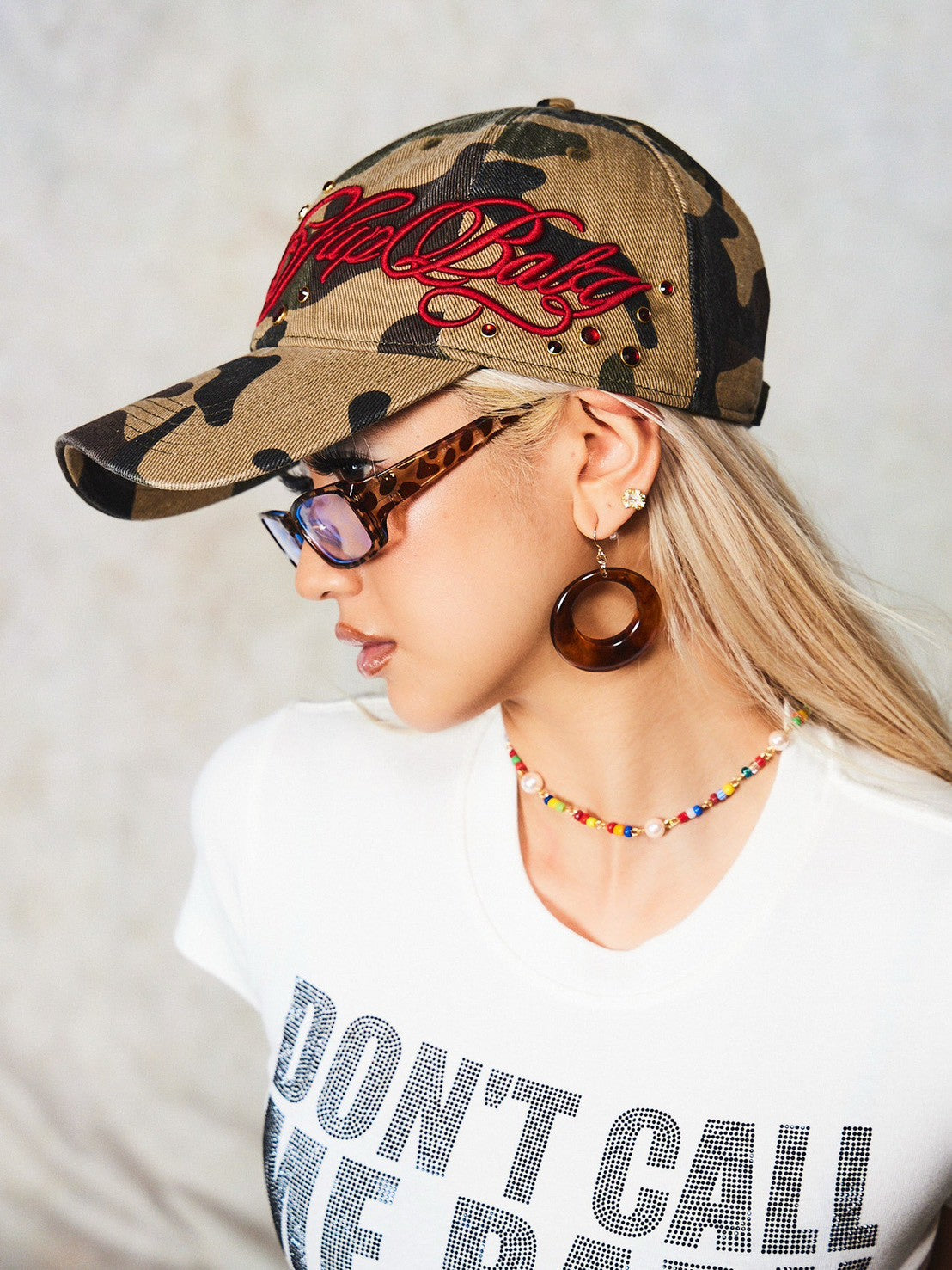 【SupBaby by SUPPLIER】Jewel Studs Embroidery Logo 6 Panel Cap