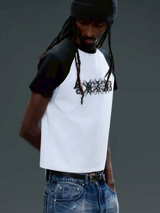 【The Boy Has No Patience】FLOCKED RAGLAN S/S TEE