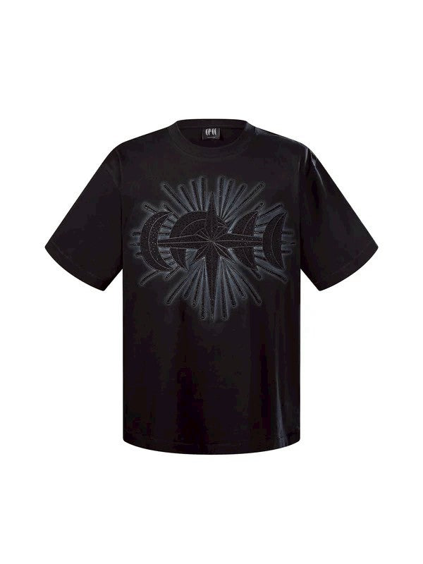 【The Boy Has No Patience】STAR EMBROIDERY PATCH & RHINESTONE S/S TEE