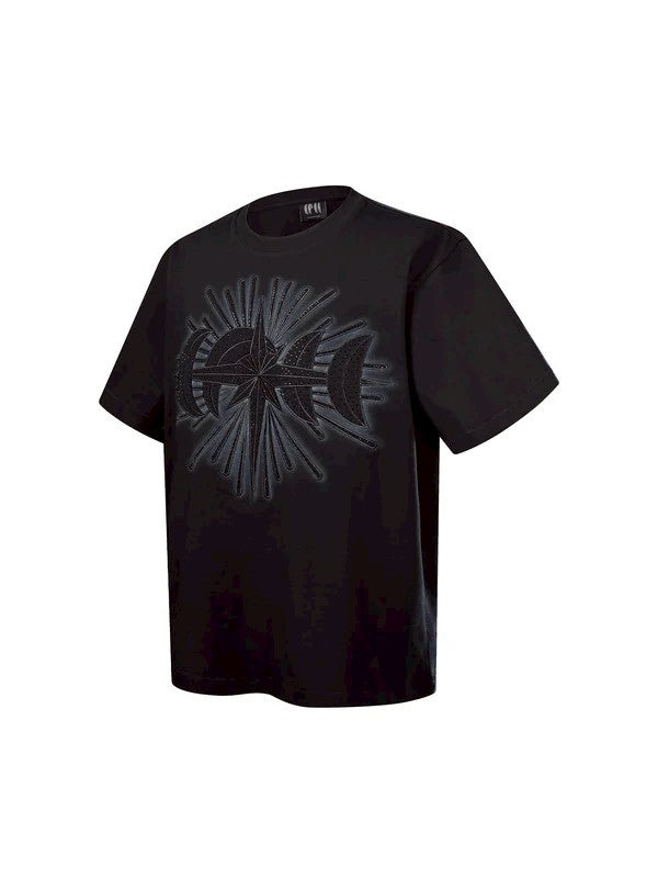 【The Boy Has No Patience】STAR EMBROIDERY PATCH & RHINESTONE S/S TEE