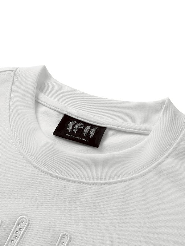 【The Boy Has No Patience】STAR EMBROIDERY PATCH & RHINESTONE S/S TEE