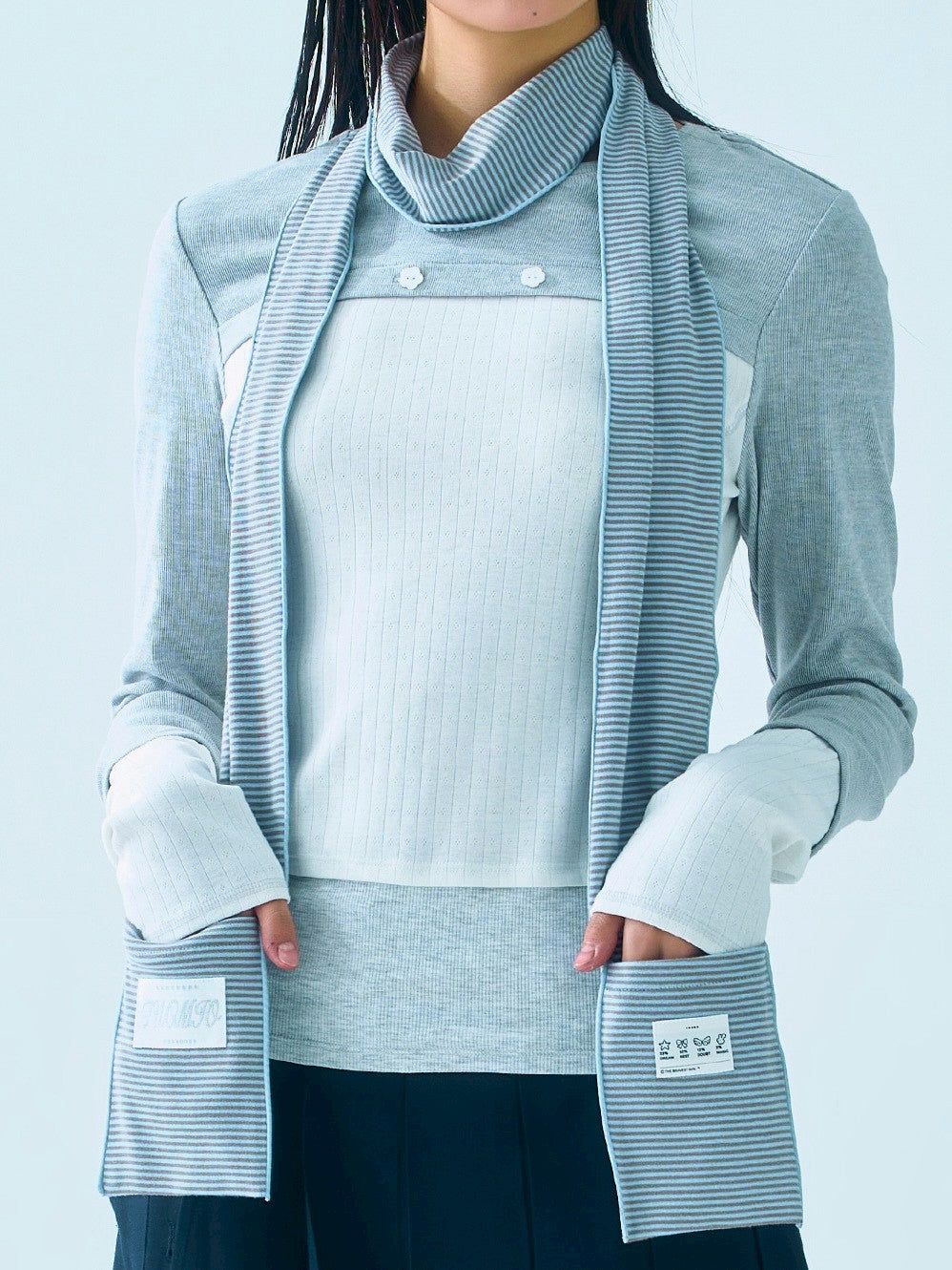【TUOMIO】STRIPE POCKET SCARF