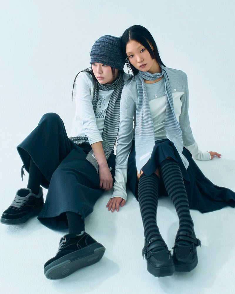 【TUOMIO】STRIPE POCKET SCARF