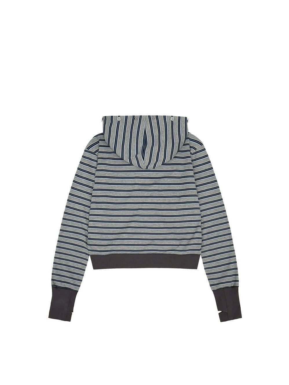 【TUOMIO】BUTTON STRIPE HOOD ZIP-UP