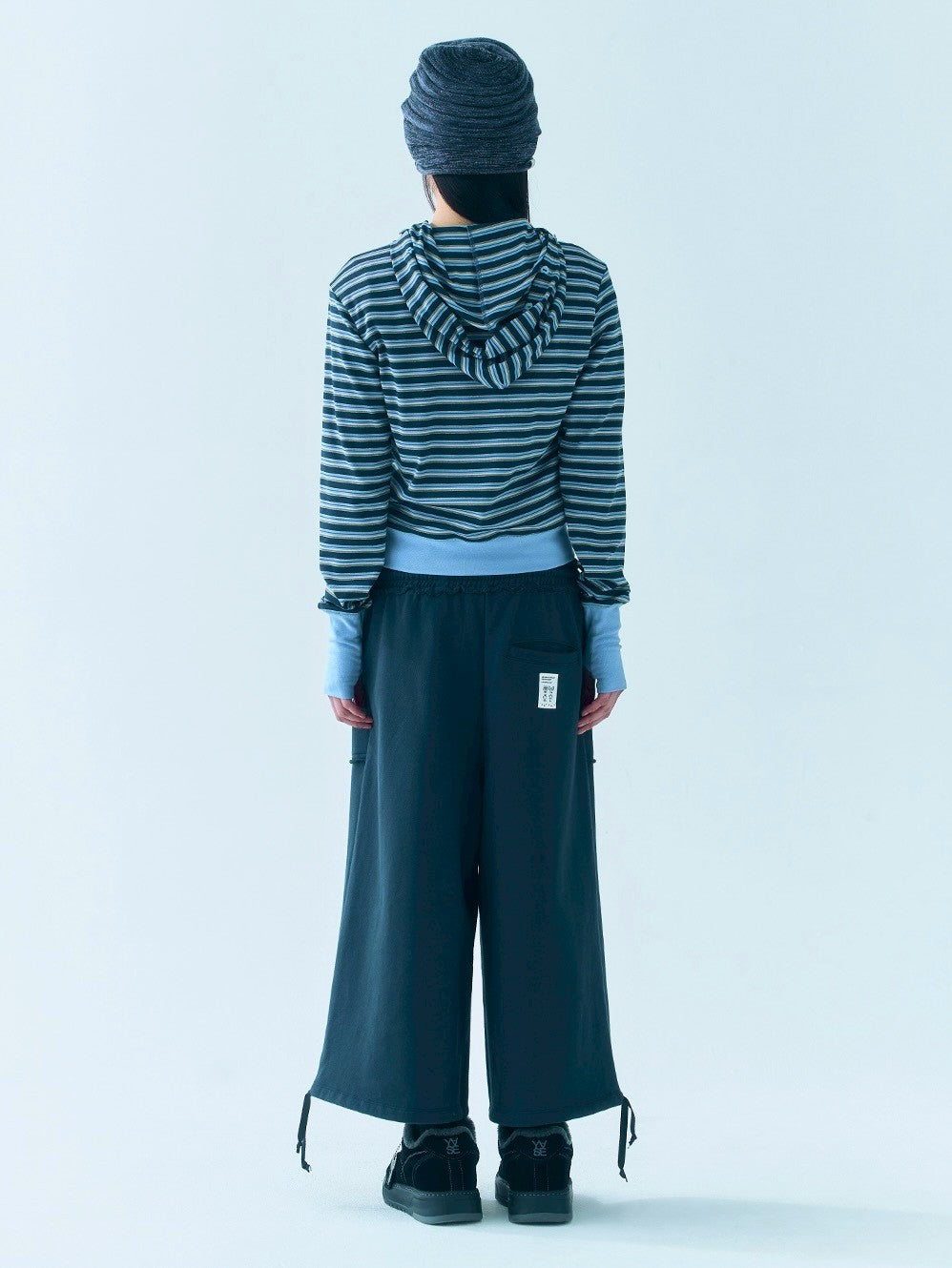 【TUOMIO】BUTTON STRIPE HOOD ZIP-UP