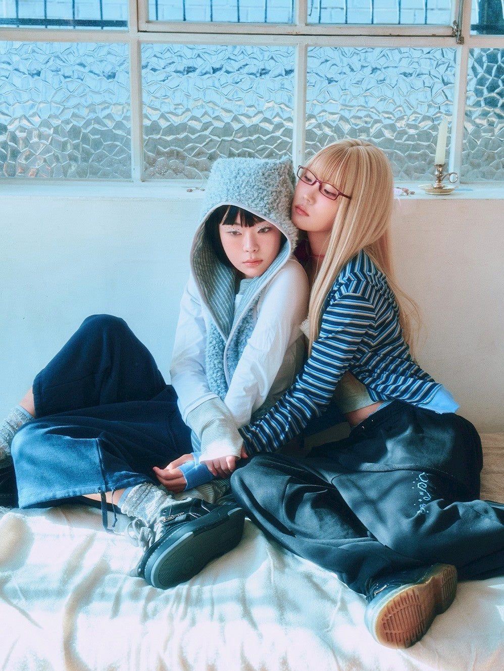 【TUOMIO】BUTTON STRIPE HOOD ZIP-UP