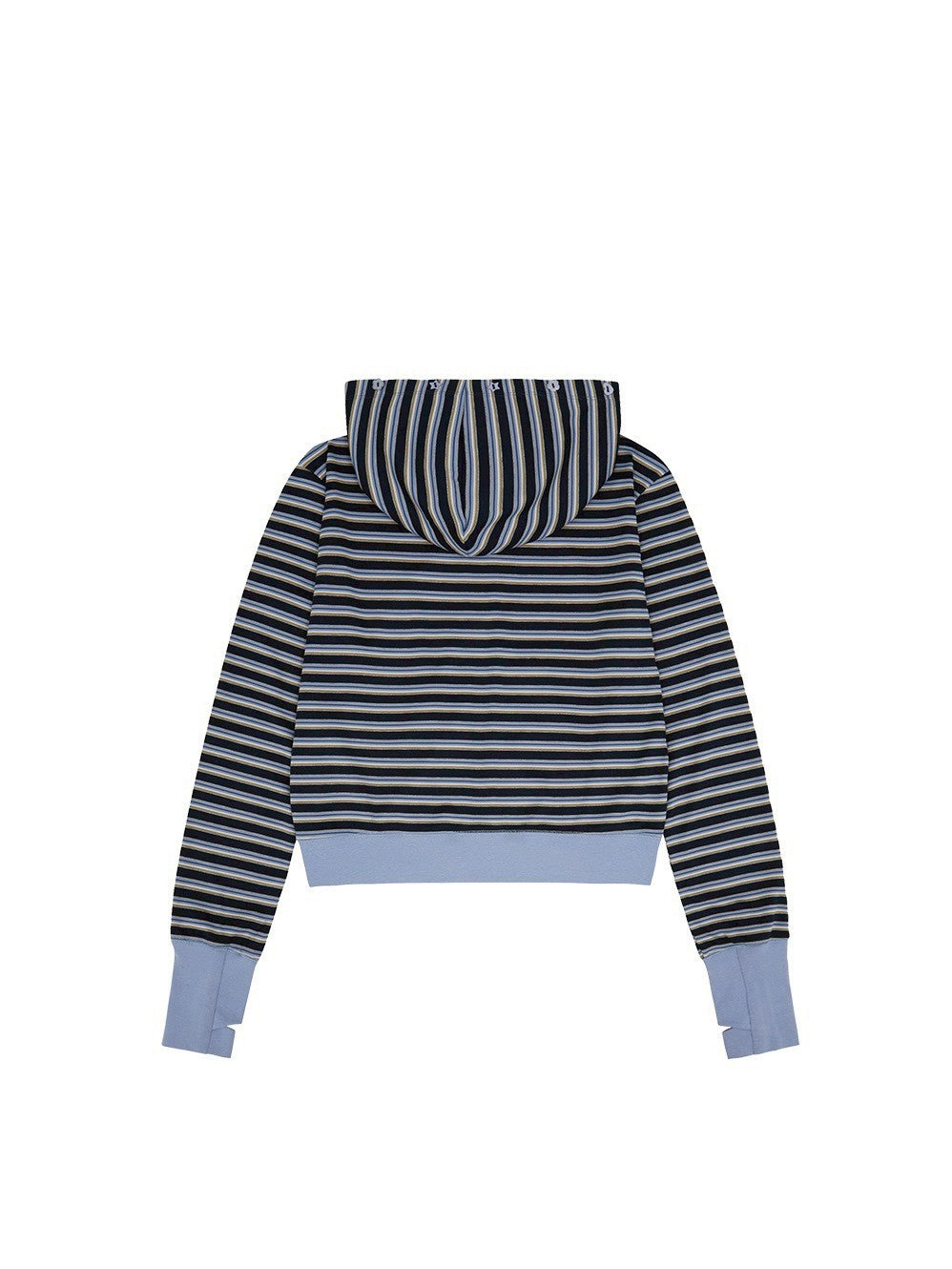 【TUOMIO】BUTTON STRIPE HOOD ZIP-UP