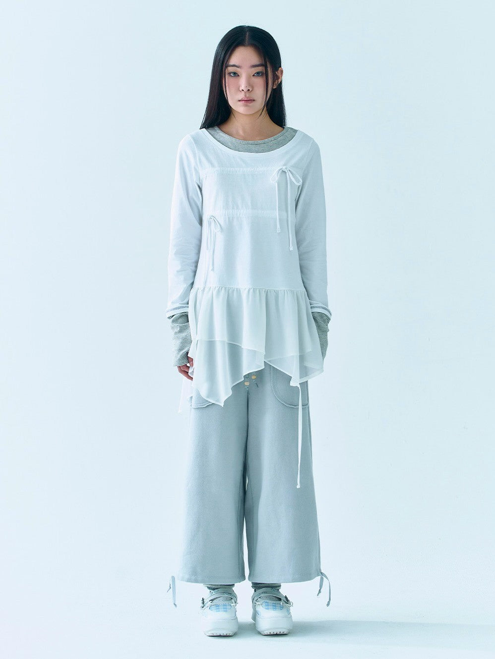 【TUOMIO】LAYERED TAIL RIBBON TOP