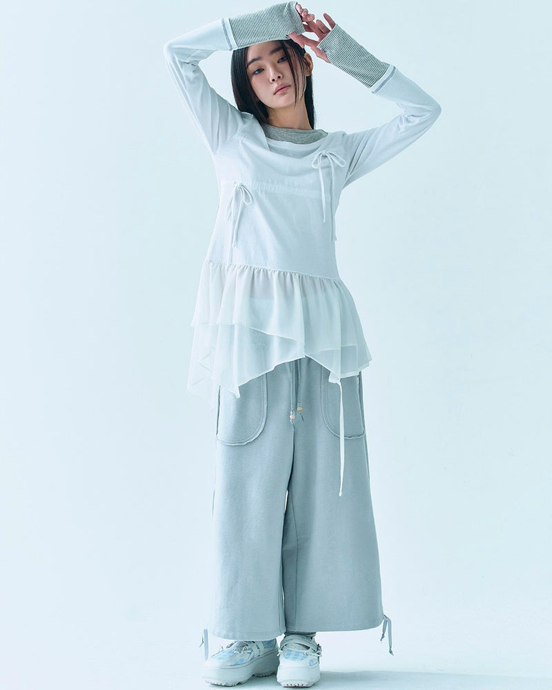 【TUOMIO】LAYERED TAIL RIBBON TOP
