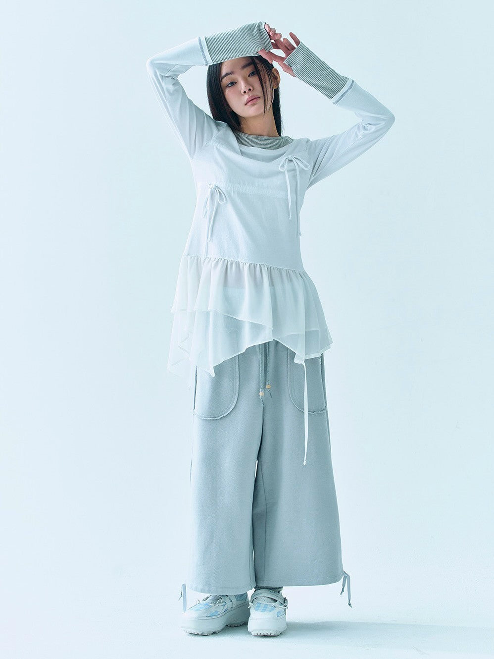 【TUOMIO】LAYERED TAIL RIBBON TOP