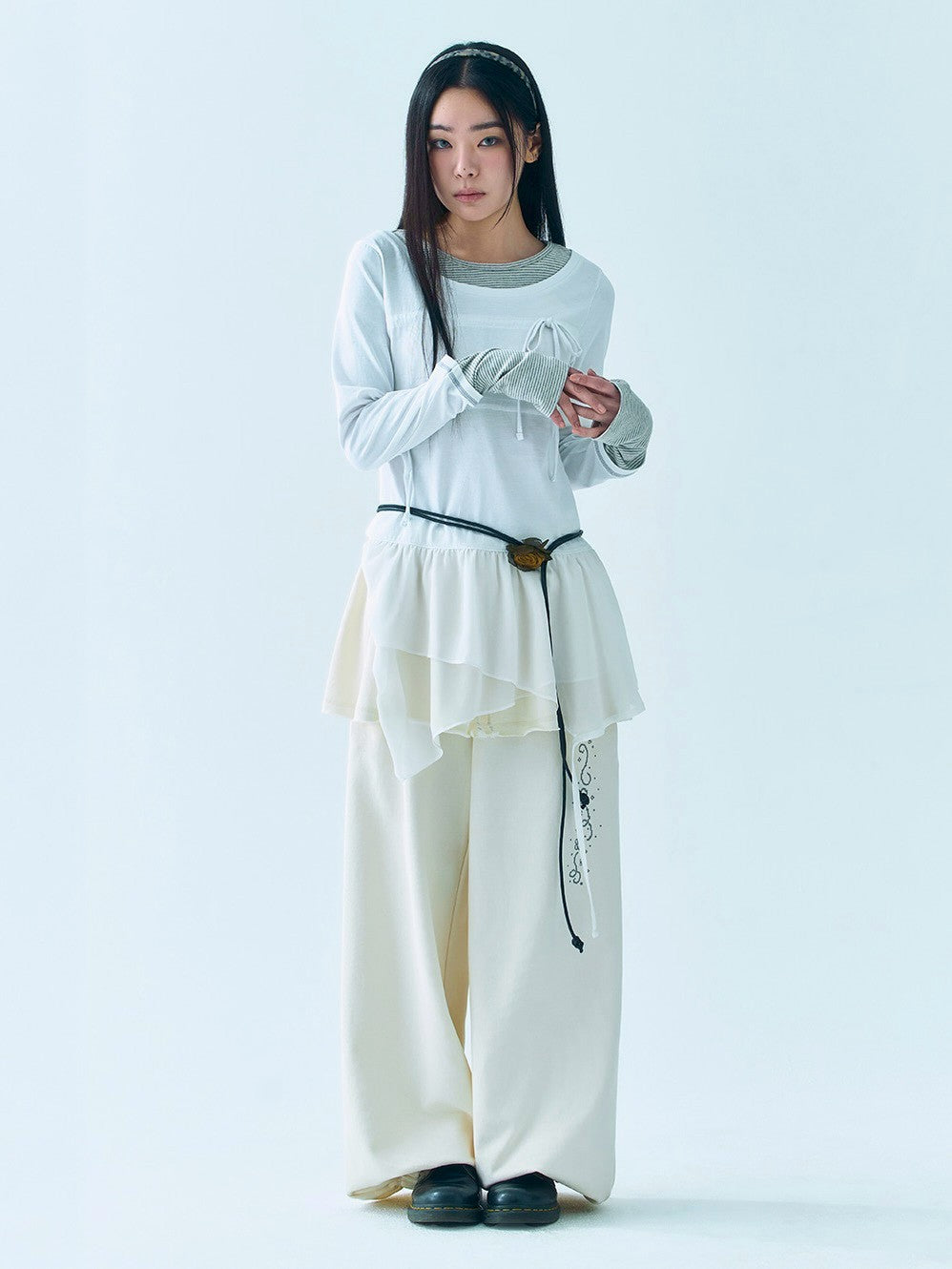 【TUOMIO】LAYERED TAIL RIBBON TOP