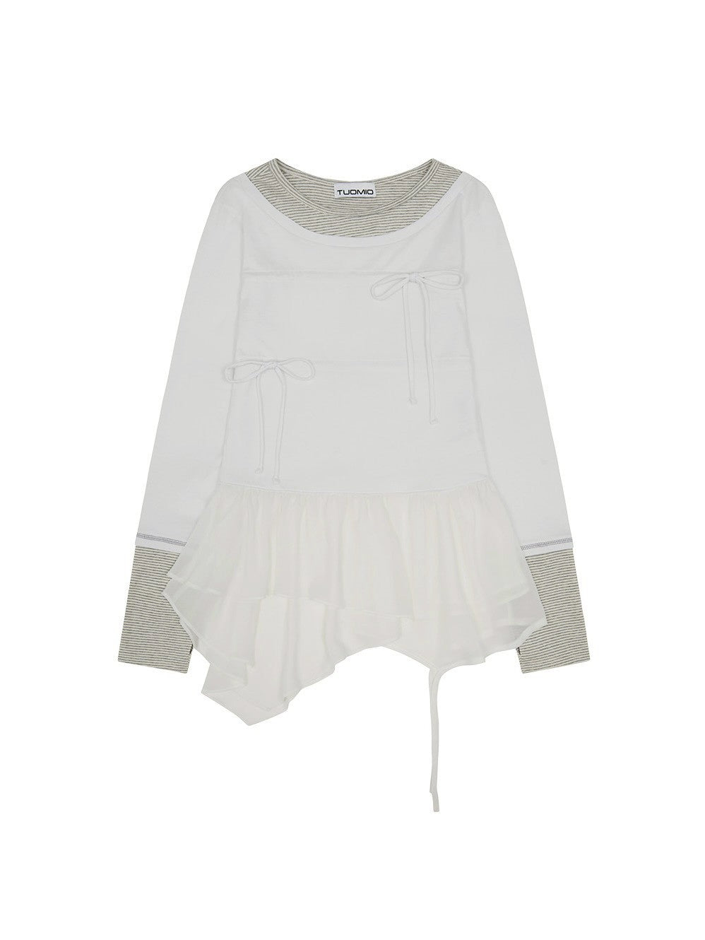 【TUOMIO】LAYERED TAIL RIBBON TOP