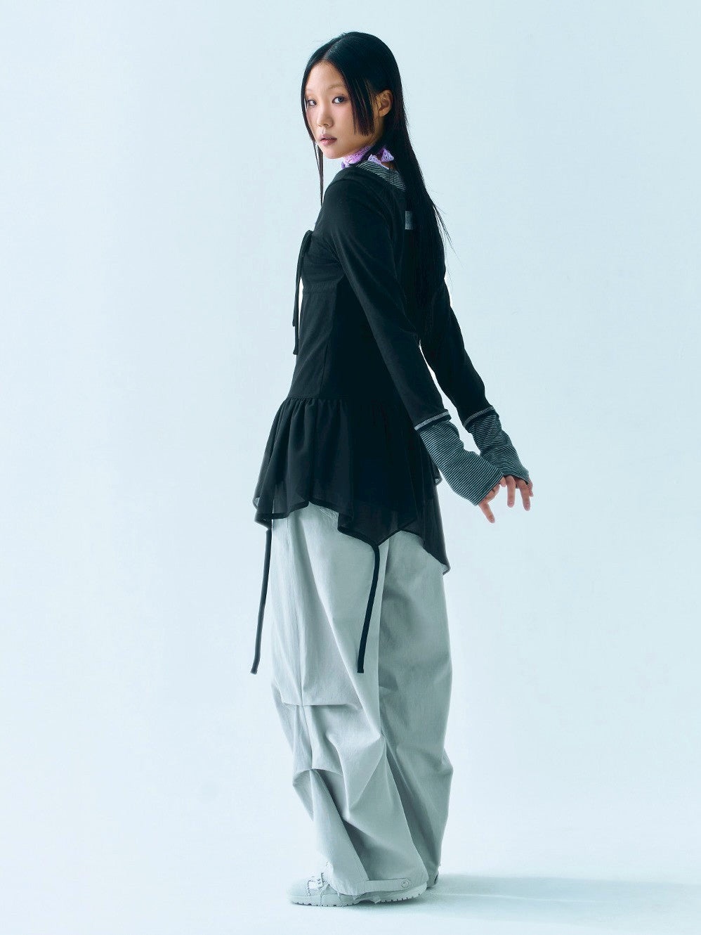 【TUOMIO】LAYERED TAIL RIBBON TOP