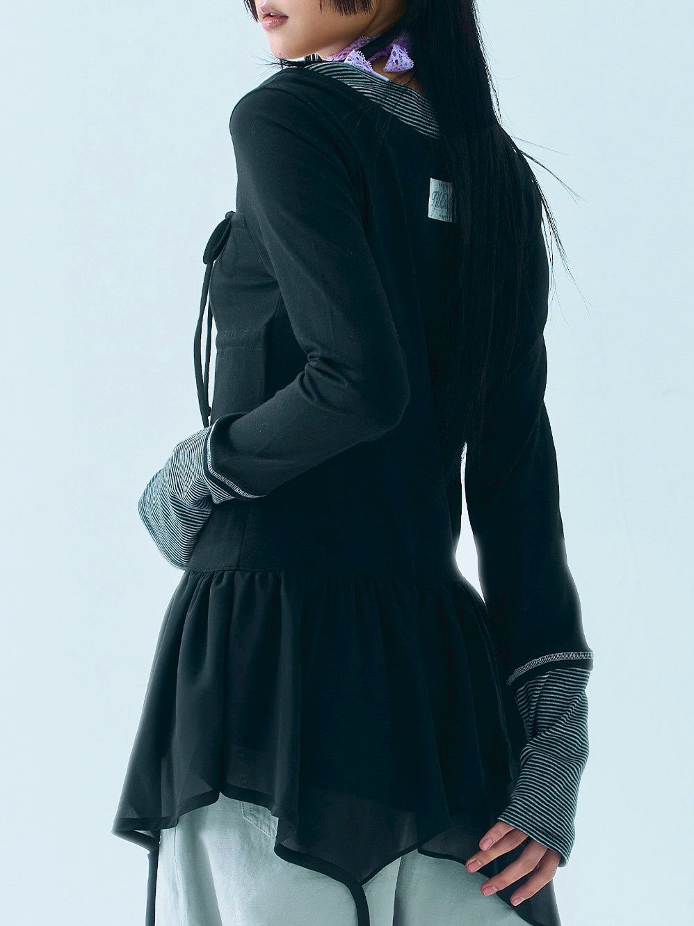 【TUOMIO】LAYERED TAIL RIBBON TOP