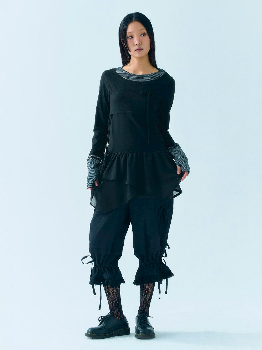 【TUOMIO】LAYERED TAIL RIBBON TOP